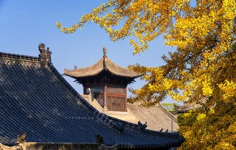 Chinese temple with trees Stock Photos