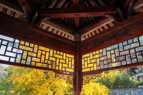Chinese temple with trees Stock Photos