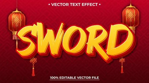 Chinese text effect on dark red background with decorative background Stock Illustration