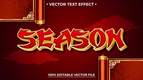 Chinese Text Effect Gold 3D Style Editable Text Effect Lunar New Year Theme Stock Illustration