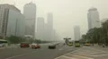 Chinese Thick Smog Air Pollution Rush Hour Car Traffic Busy City Beijing China HD Footage