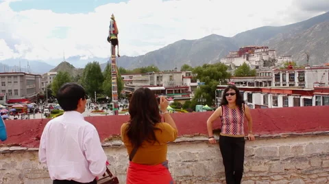 Chinese tourists, Lhasa, Tibet Stock Footage 53288853