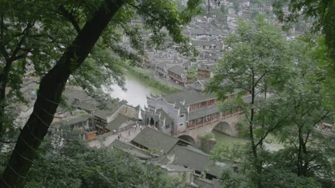 Chinese Town with Traditional Architecture Stock Footage 167621659