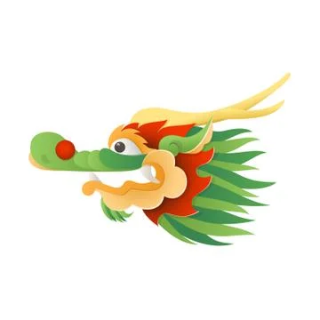 Chinese Tradicional Dragon - head vector illustration isolated on transparent ba Stock Illustration
