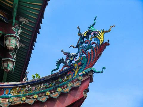 Chinese Tradition Antient Temple Building Roof Eaves Structure Stock Photos