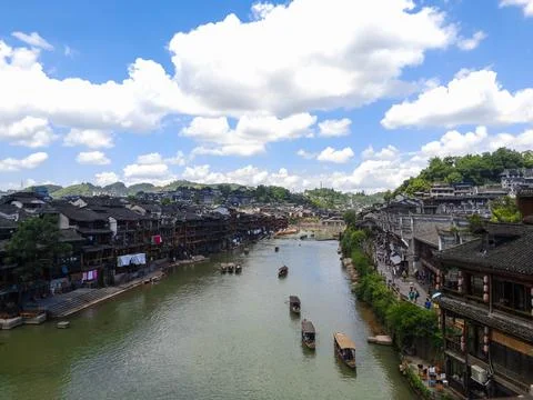 Chinese Traditional Antient River Town Stock Photos