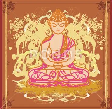 Chinese Traditional Artistic Buddhism Pattern Stock Illustration