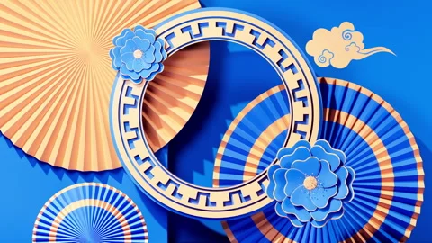 Chinese traditional background pattern, Chinese style background, 3d renderin Stock Footage 257461553