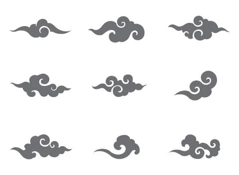 Chinese traditional cloud set. Stock Illustration