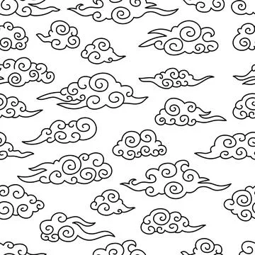 Chinese traditional clouds seamless pattern. Oriental ornament background 스톡 일러스트