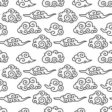 Chinese traditional clouds seamless pattern. Oriental ornament background Illustrazione stock