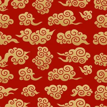 Chinese traditional clouds seamless pattern. Oriental ornament background Illustrazione stock