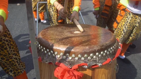 Chinese traditional drum performance close up. Video stock 110816894