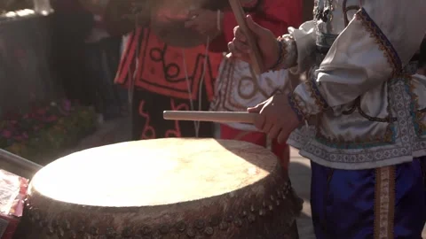 Chinese traditional drum performing. Stock Footage 250467188