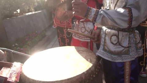 Chinese traditional drum performing. Stock Footage 250467221