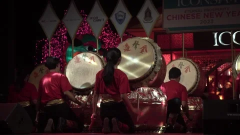 Chinese traditional drum performing. Stock Footage 250515459