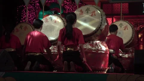 Chinese traditional drum performing. Stock Footage 250515466