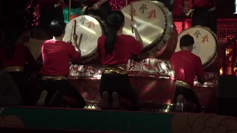 Chinese traditional drum performing. Stock Footage 250515493