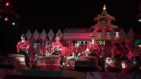 Chinese traditional drum performing. Stock Footage 250515740