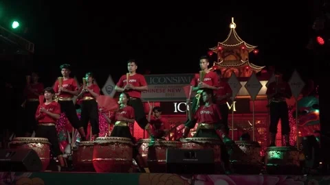 Chinese traditional drum performing. Vídeos de archivo 250515910