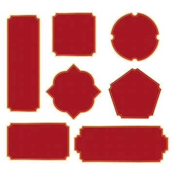 Chinese traditional frames set, line border with knot corners ornament isolated Illustrazione stock