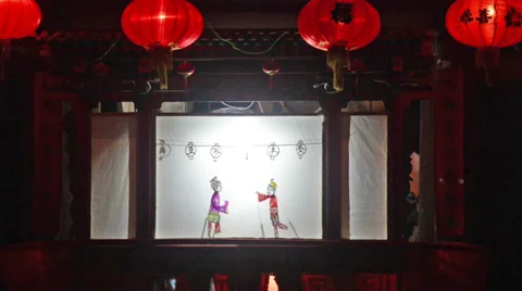The Chinese traditional performance-shadow show Stockbeeldmateriaal 35849694