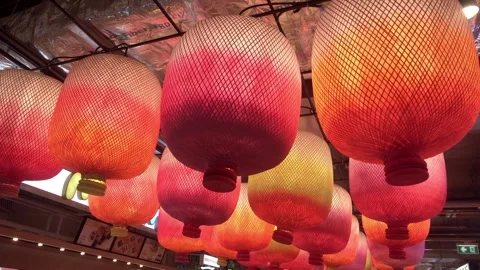 Chinese treditional lanterns decoration in building. Stock Footage 284485762
