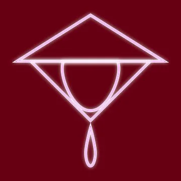 The Chinese triangular hat is non. Icon with the effect of neon glow. Vector  Stock Illustration