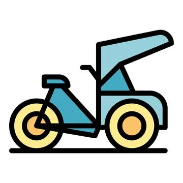 Chinese trishaw icon vector flat Stock Illustration