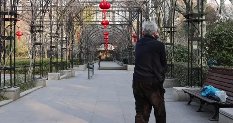 Chinese Uncle Practicing Diable Tai Chi Shanghai Park Morning Slow Motion 4K Stock Footage 263101543