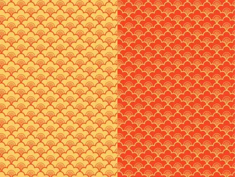 Chinese vector seamless patterns. Premium vintage backgrounds. Stock Illustration