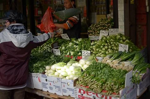 Chinese Vegetable stand Stock Photos