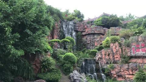 Chinese waterfall after corona virus Stock Footage