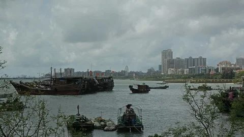 Chinese Waterfront Time Lapse Vídeo Stock 101200362