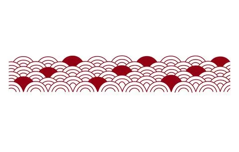 Chinese wave element seamless vector border, horizontal pattern. asian border Stock Illustration
