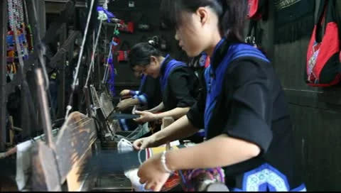 Chinese Weavers Stock Footage