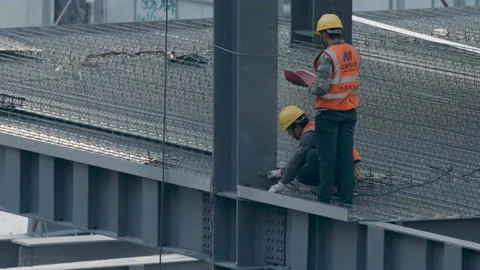 Chinese Welder with Assistant in Slow Motion Видео 224359745