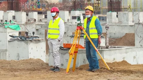 Chinese workers on construction site during pandemic Stock Footage 145588640