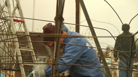 Chinese Workers Welding Lanterns Stock Footage 8989196