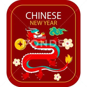 Chinese Year of the Dragon floor sticker design PSD Template