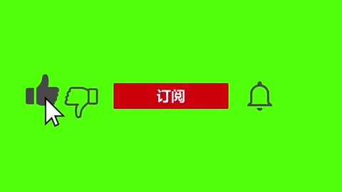 Chinese YouTube button subscribe on green background Stock Footage 166970205