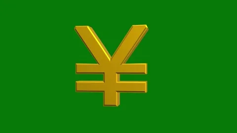 Chinese Yuan Currency 3D Animation on Green Screen CNY Golden Icon Loop for.. Stock Footage 309428126