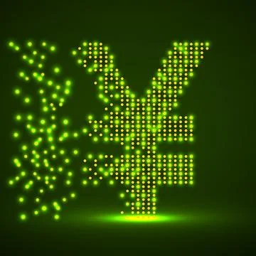 Chinese yuan of dots with an explosion, halftone style. Vector illustration Stock Illustration