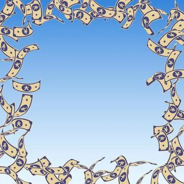 Chinese yuan notes falling. Floating CNY bills on Illustrazione stock