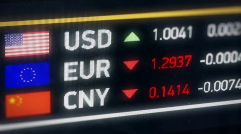 Chinese Yuan, US dollar, Euro comparison, currencies falling, financial crisis Stock Footage
