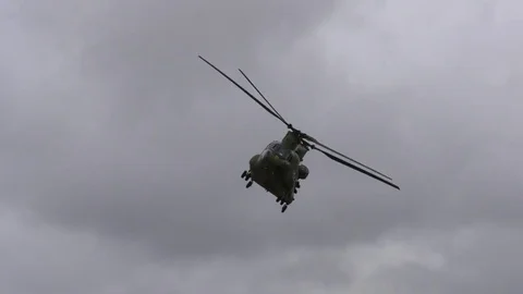 Chinook in flight during Training Day at Hohenfels Training Area, Germany Stock Footage 85220992
