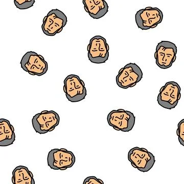 Chinstrap beard hair style vector seamless pattern Stock Illustration