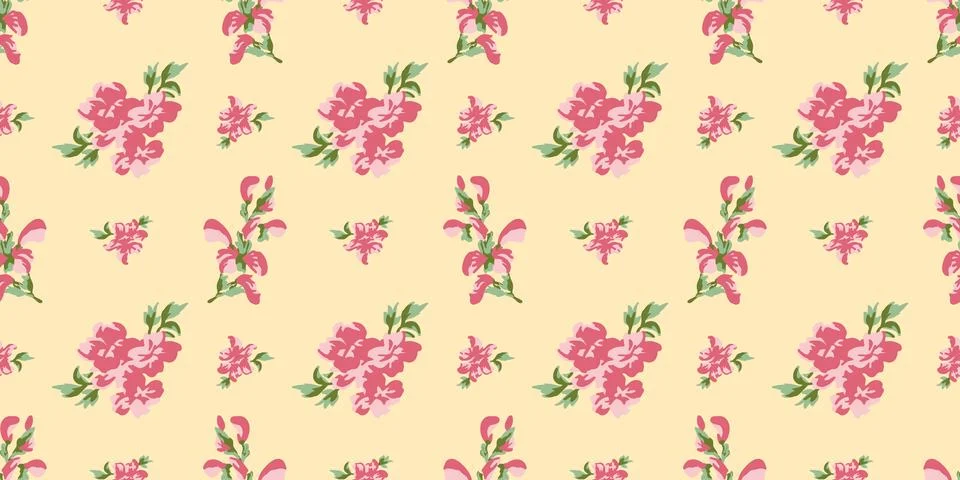 Chintz seamless spring vector pattern with retro floral motif for dress fabri Stock Illustration