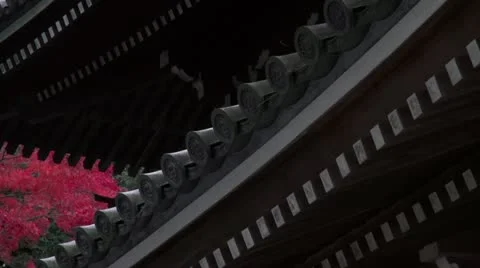 Chionin Temple And Red Maple Stock Footage 20543701
