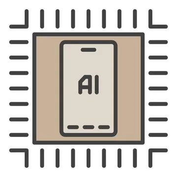 Chip with AI Phone vector Artificial Intelligence colored icon or sign Stock Illustration